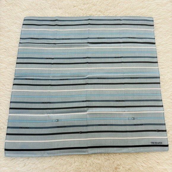 Trussardi Multicolored Cotton Striped Square Unisex Bandanna/Scarp 20” X 20” - Picture 9 of 9